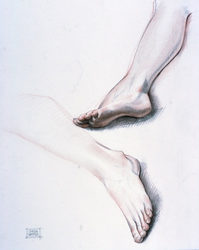 two feet
18" x 22"   charcoal and sanguine